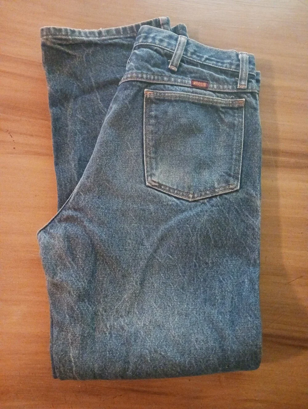 Men's Rustler Blue Jeans 34x30 Denim Work Farm Rodeo Western Country